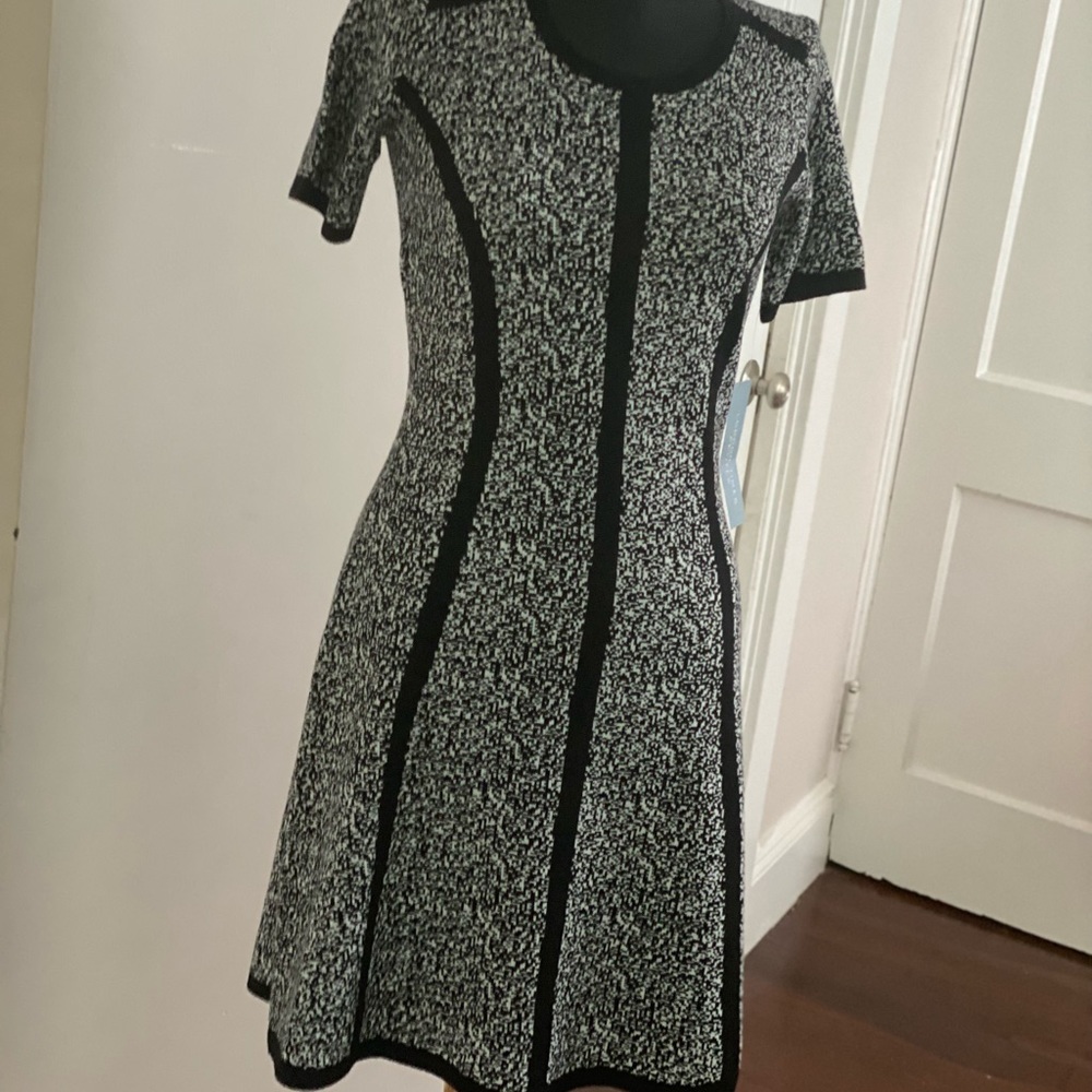 London Times Striped Elbow Sleeve Sweater Dress,